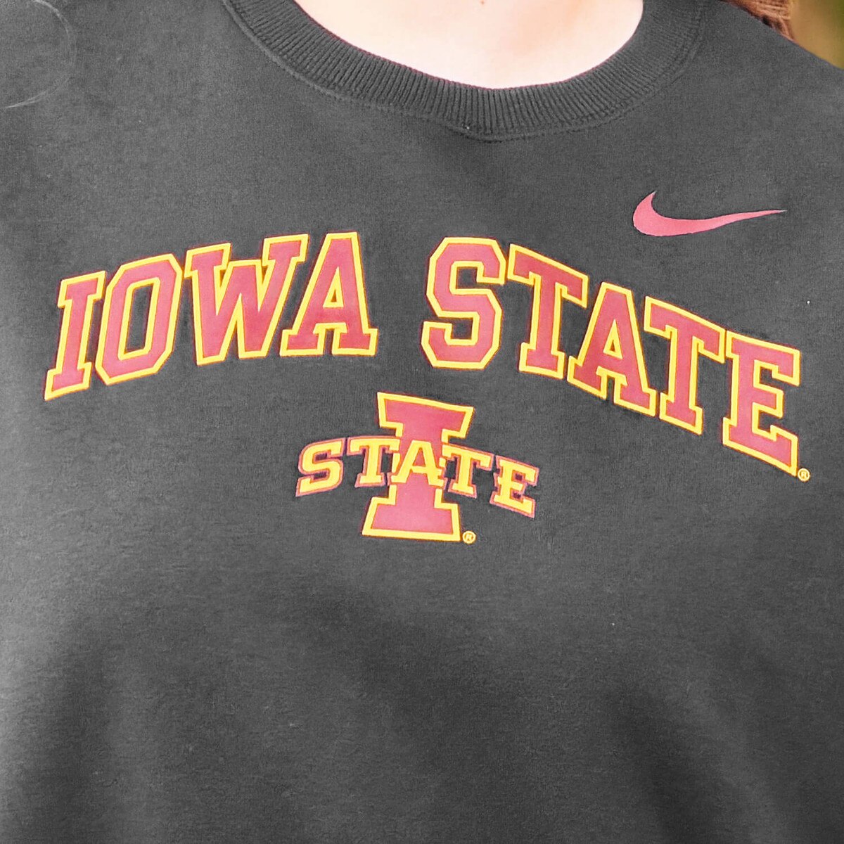 Nike Women's I-State Black FA26 Crewneck Sweatshirt design close up